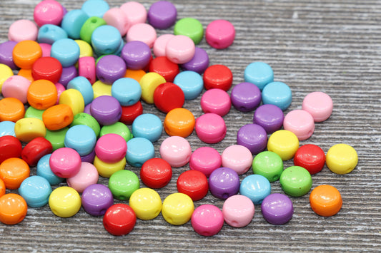 Multicolor Round Beads, Acrylic Round Beads, Acrylic Spacer Beads, Rainbow Round Beads, Acrylic Blank Round Beads, Size 7mm #119