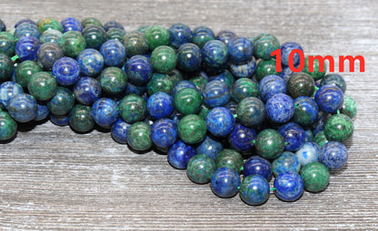 Azurite Malachite Chrysocolla Beads, Lapis Lazuli Beads, Gemstones Round Beads, Sizes 4mm 6mm 8mm 10mm,12mm, Full Strand 15.5 inch, #63