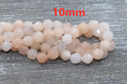 Pink Aventurine Beads, Peach Aventurine Beads, Gemstone Faceted Beads, Star Cut Beads, Size 6mm 8mm 10mm, Full Strand 15" #1