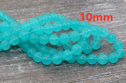 Ice Amazonite Jade Beads, Smooth Gemstones Round Loose Beads, Sizes 4mm 6mm 8mm 10mm 12mm, Full Strand 15.5 inch, #5