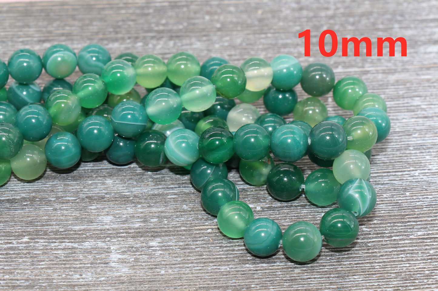 Green Stripe Agate Beads, Natural Gemstone Smooth Round Beads, Sizes 4mm 6mm 8mm 10mm 12mm, Full Strand 15.5 inch, #32