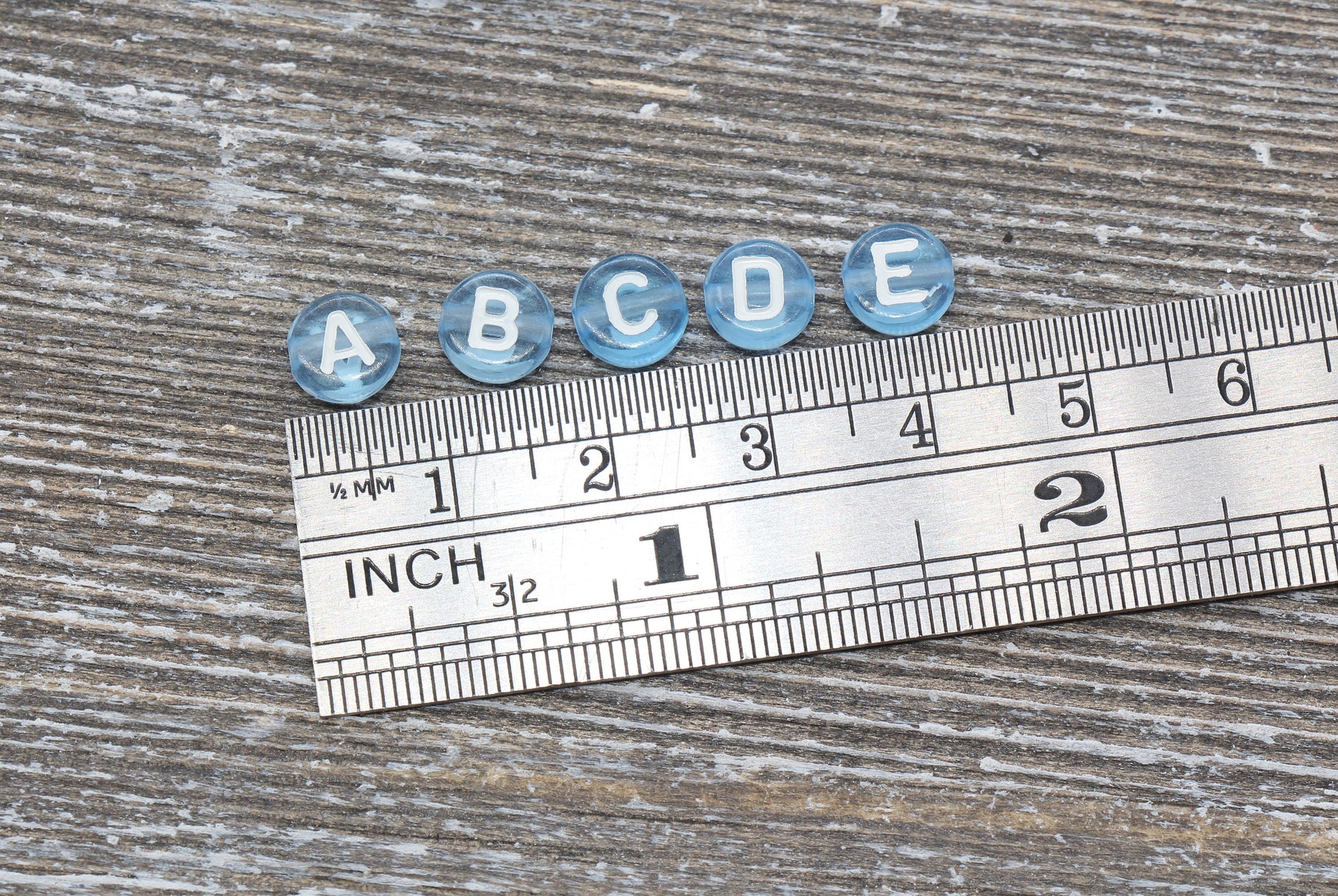 Blue Alphabet Letter Beads, Translucent Acrylic Blue Letters Beads, Round Acrylic Beads, Mix Letters Beads, Name Beads 7mm #127