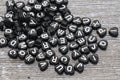 7mm Black Acrylic Heart Letter Beads