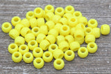 Neon Yellow Beads, Acrylic Smooth Yellow Loose Beads, Plastic Bubblegum Beads, Chunky Beads, Spacer Beads #255