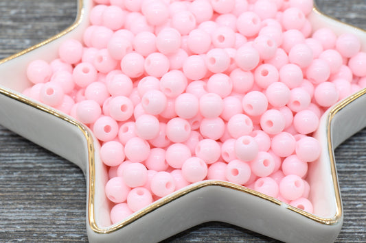 6mm Baby Pink Gumball Beads, Round Acrylic Loose Beads, Bubblegum Beads, Chunky Beads, Bubble Gum Beads, Smooth Plastic Round Beads #264