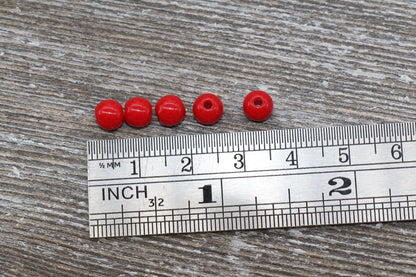 6mm Red Gumball Beads, Round Acrylic Red Loose Beads, Bubblegum Beads, Chunky Beads, Bubble Gum Beads, Smooth Plastic Round Beads #271