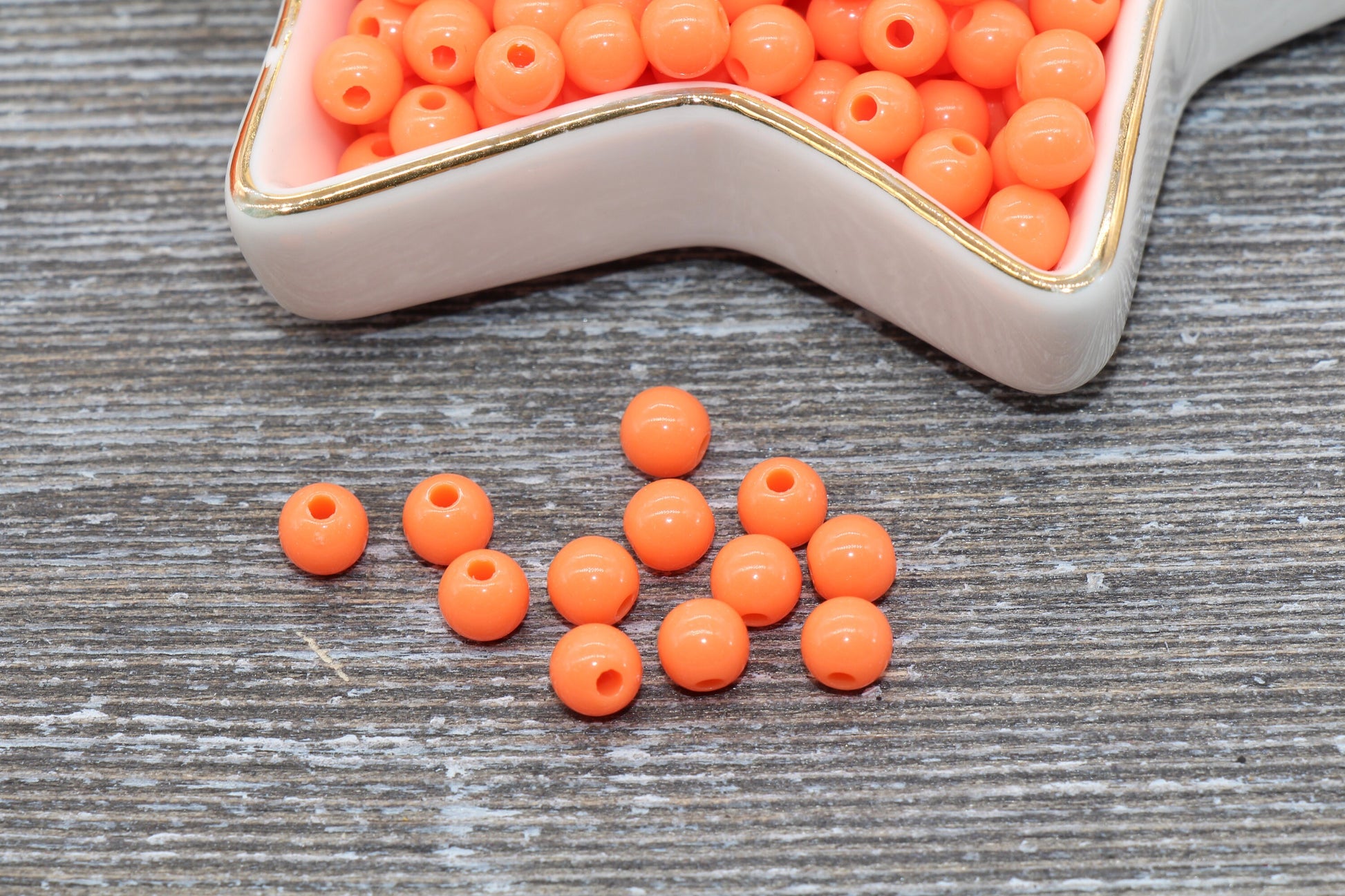 6mm Orange Gumball Beads, Round Acrylic Orange Loose Beads, Bubblegum Beads, Chunky Beads, Bubble Gum Beads, Smooth Plastic Round Beads #272