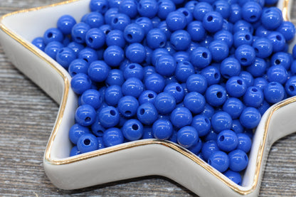 6mm Royal Blue Gumball Beads, Round Acrylic Loose Beads, Bubblegum Beads, Chunky Beads, Bubble Gum Beads, Smooth Plastic Round Beads #274