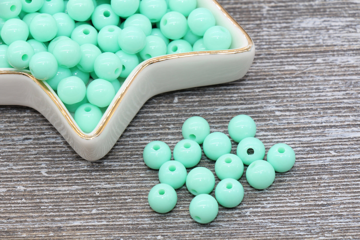 8mm Mint Gumball Beads, Round Acrylic Loose Beads, Bubblegum Beads, Chunky Beads, Bubble Gum Beads, Smooth Plastic Round Beads #288