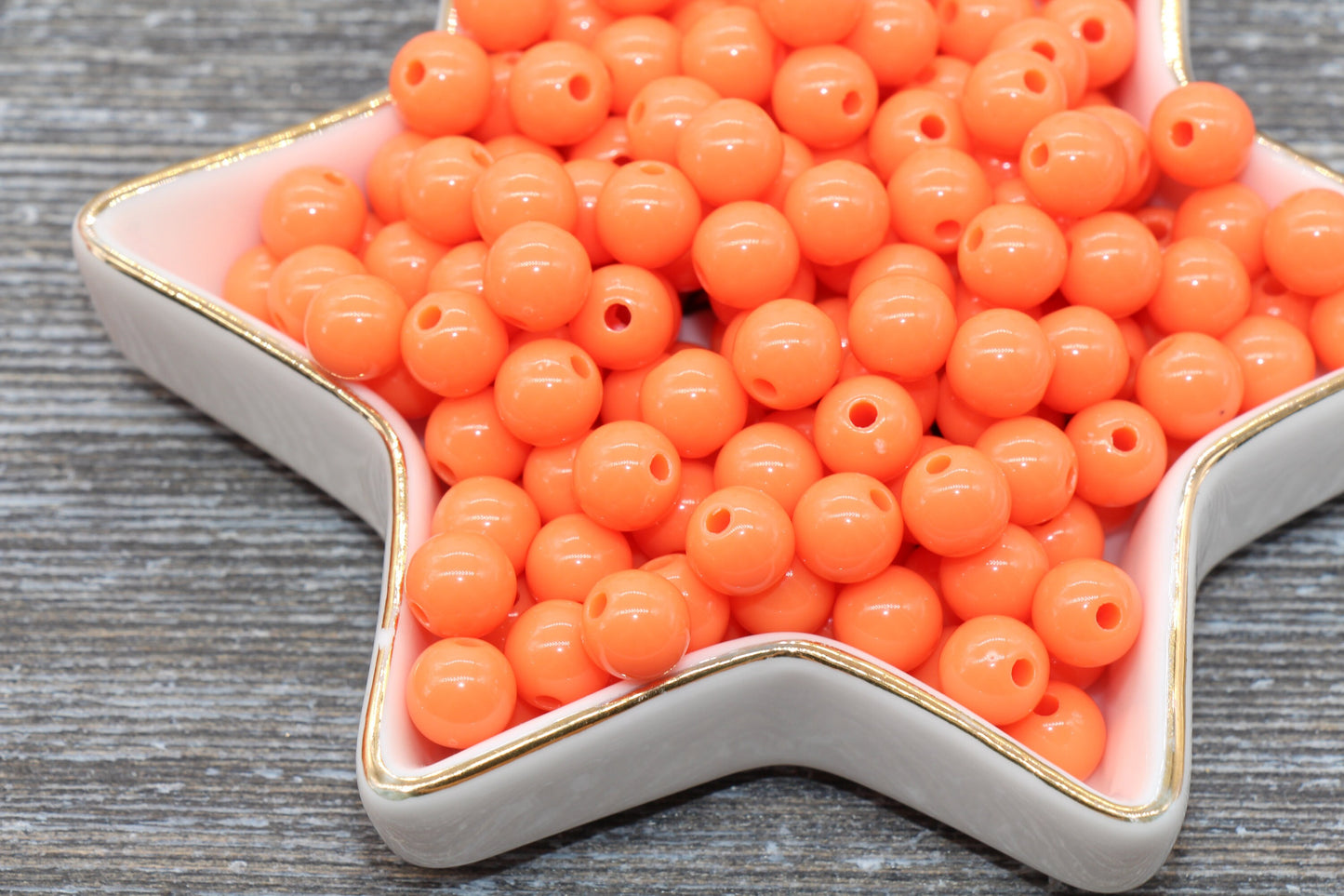 8mm Orange Gumball Beads, Round Acrylic Loose Beads, Bubblegum Beads, Chunky Beads, Bubble Gum Beads, Smooth Plastic Round Beads #289