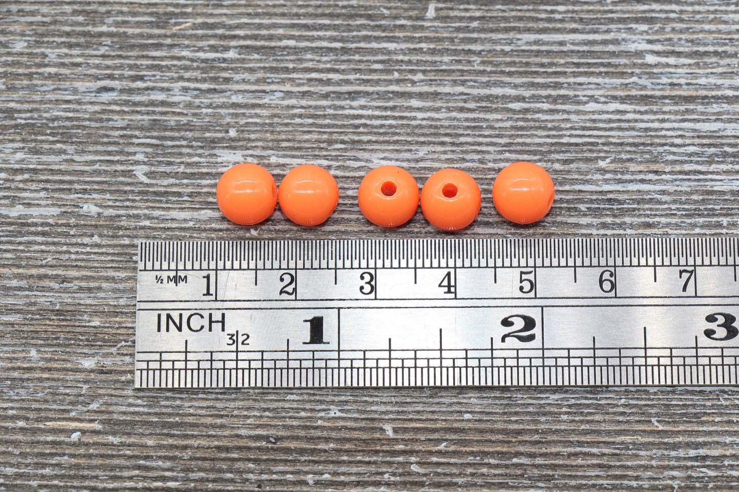 8mm Orange Gumball Beads, Round Acrylic Loose Beads, Bubblegum Beads, Chunky Beads, Bubble Gum Beads, Smooth Plastic Round Beads #289