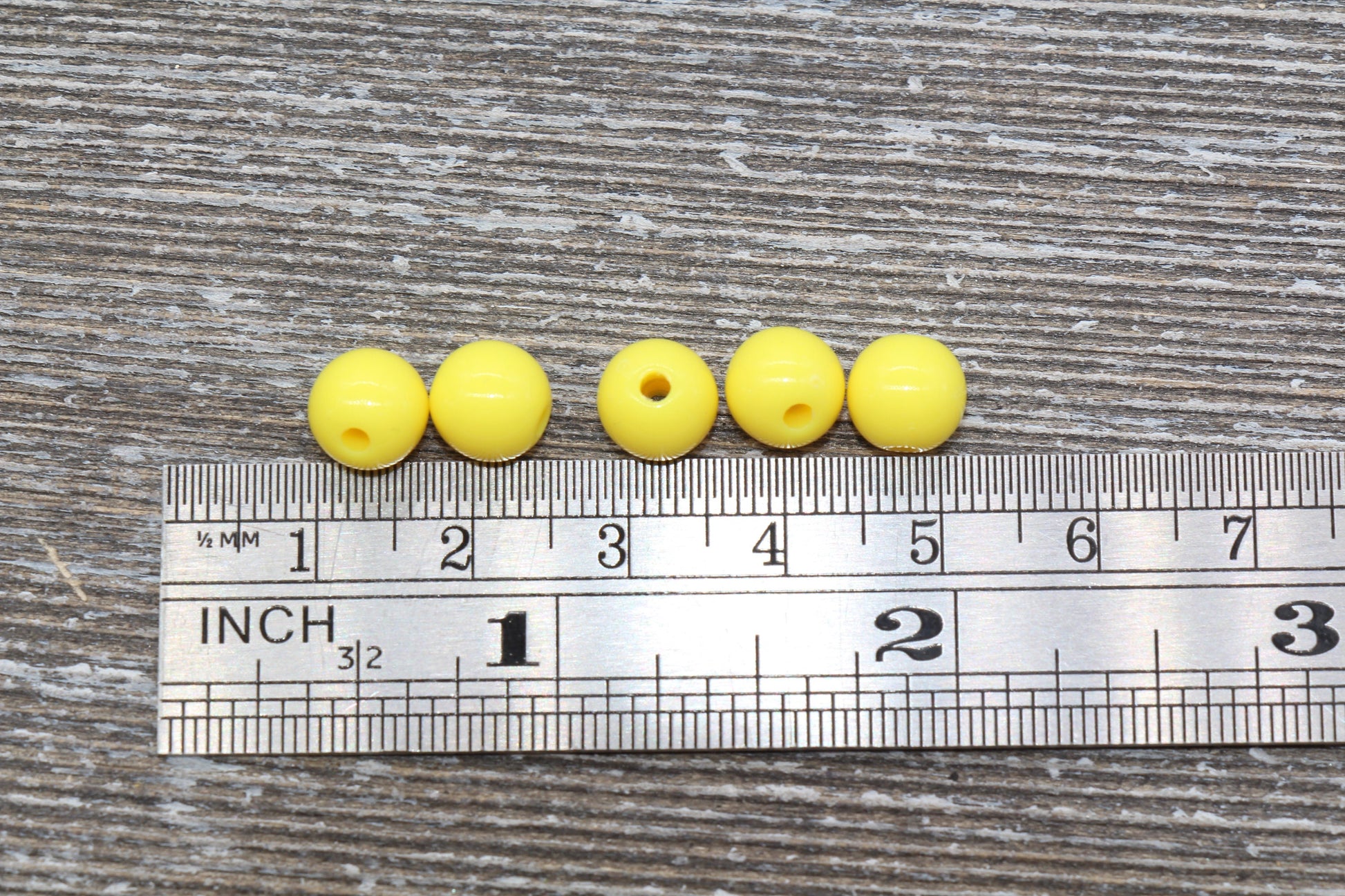 8mm Yellow Gumball Beads, Round Acrylic Loose Beads, Bubblegum Beads, Chunky Beads, Bubble Gum Beads, Smooth Plastic Round Beads #292