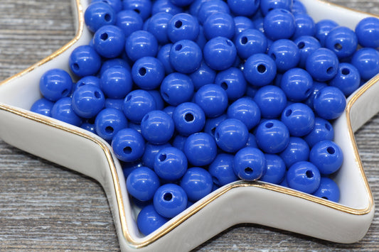 8mm Royal Blue Gumball Beads, Round Acrylic Loose Beads, Bubblegum Beads, Chunky Beads, Bubble Gum Beads, Smooth Plastic Round Beads #293