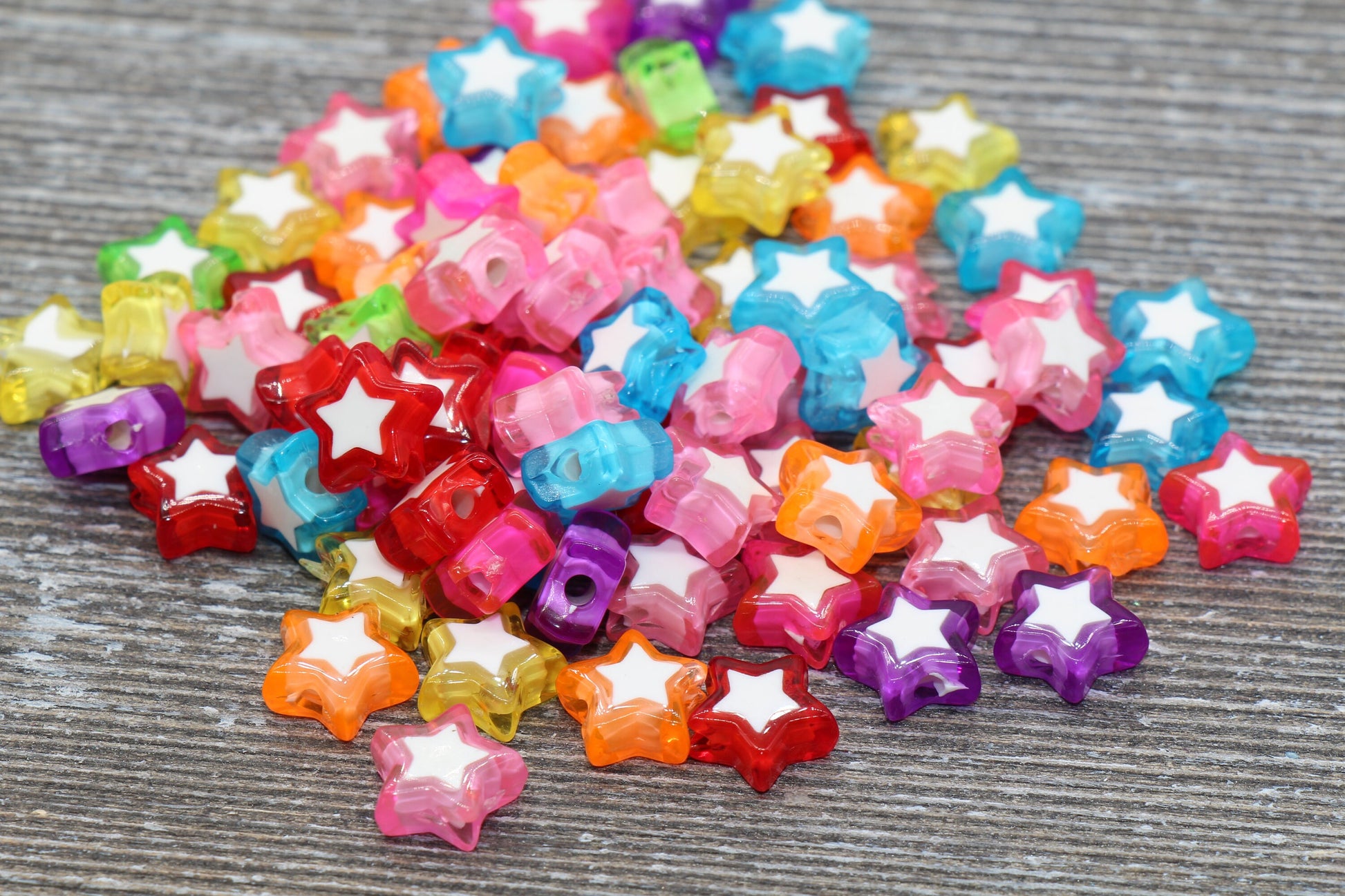 Multicolored Star Beads, Acrylic Star Beads, Plastic Colorful Star Beads, Flat Back Beads, Resin Star Beads #297