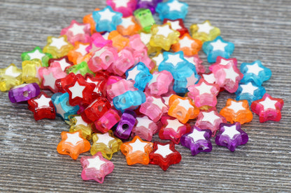 Multicolored Star Beads, Acrylic Star Beads, Plastic Colorful Star Beads, Flat Back Beads, Resin Star Beads #297