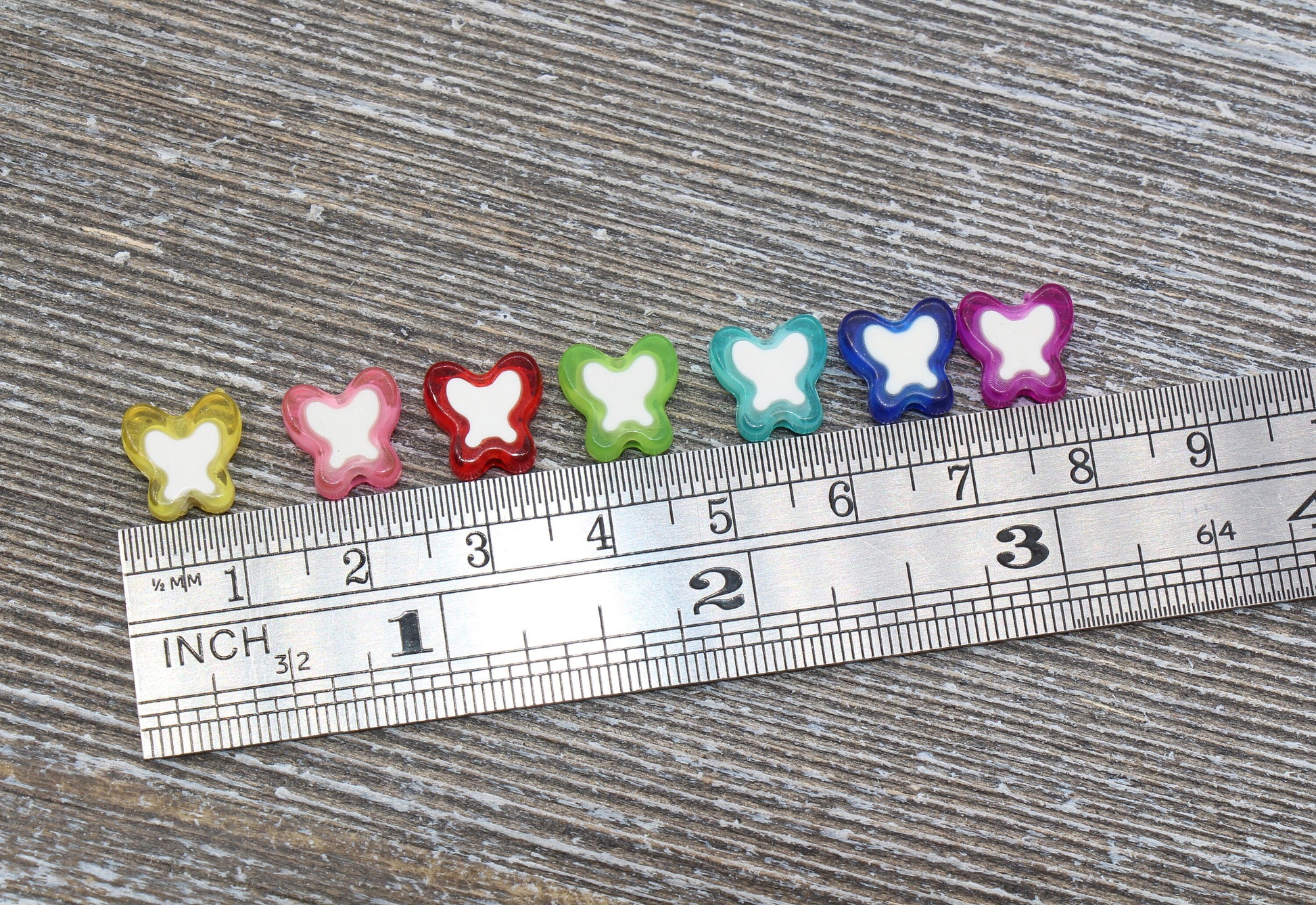 Multicolored Butterfly Beads, Acrylic Butterflies Beads, Plastic Colorful Butterfly Beads, Flat Back Beads, Resin Butterfly Beads #301