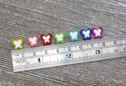 Multicolored Butterfly Beads, Acrylic Butterflies Beads, Plastic Colorful Butterfly Beads, Flat Back Beads, Resin Butterfly Beads #301