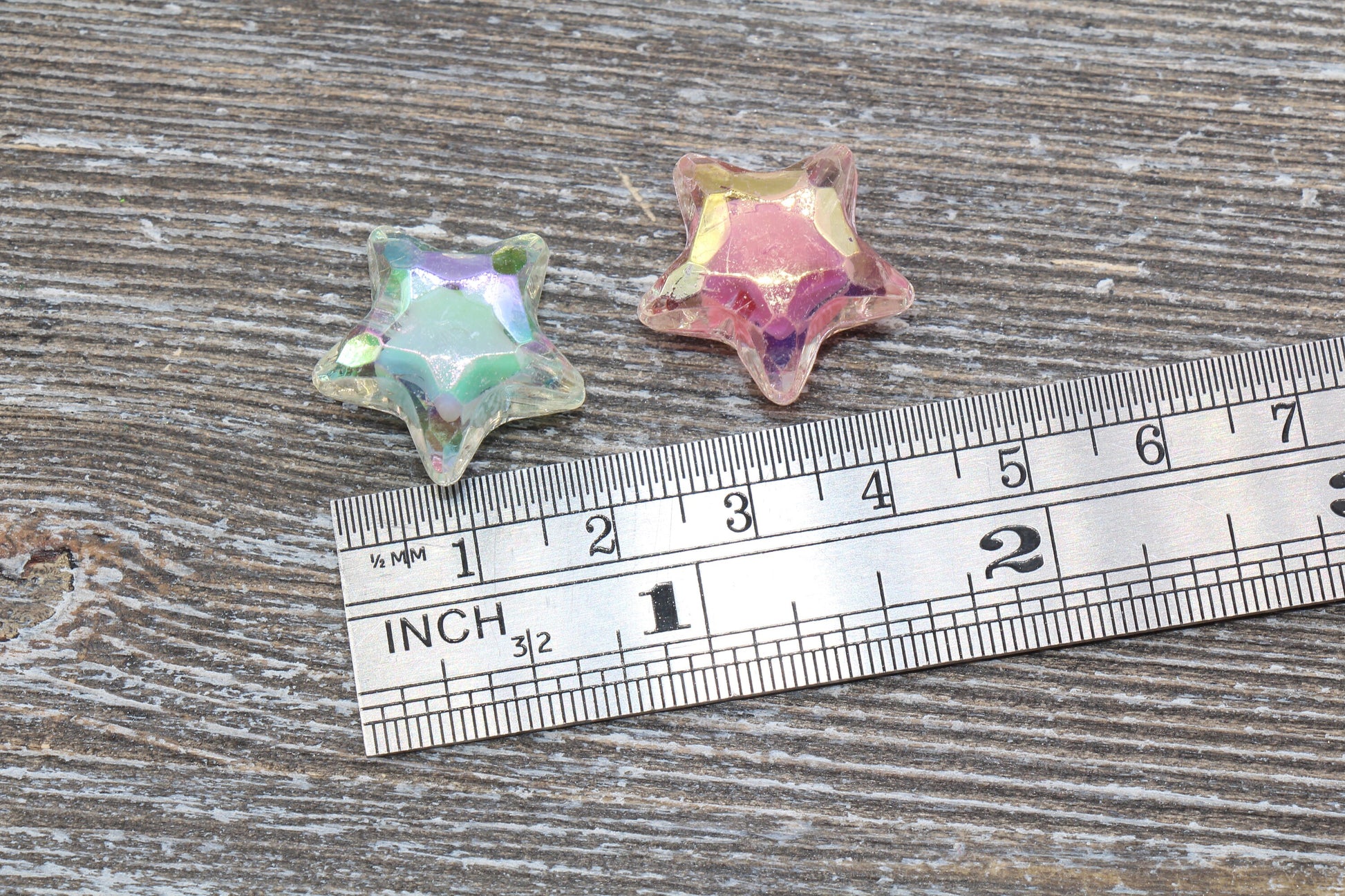 Iridescent Star Beads, AB Color Star Beads, Acrylic Faceted Star Beads, Mixed Color Star Beads, #303