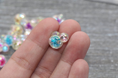 Mouse Ear Beads, Iridescent AB Mouse Beads, Acrylic Mouse Beads, Mixed Color Mouse Beads, #305