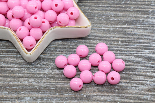 10mm Pink Gumball Beads, Round Acrylic Loose Beads, Bubblegum Beads, Chunky Beads, Gumball Beads, Smooth Plastic Round Beads #322