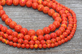 Peacock Stone Beads, Malachite Synthetic Beads, Smooth Gemstone Round Beads, Red and Yellow Sizes 4mm 6mm 8mm 10mm 12mm #70