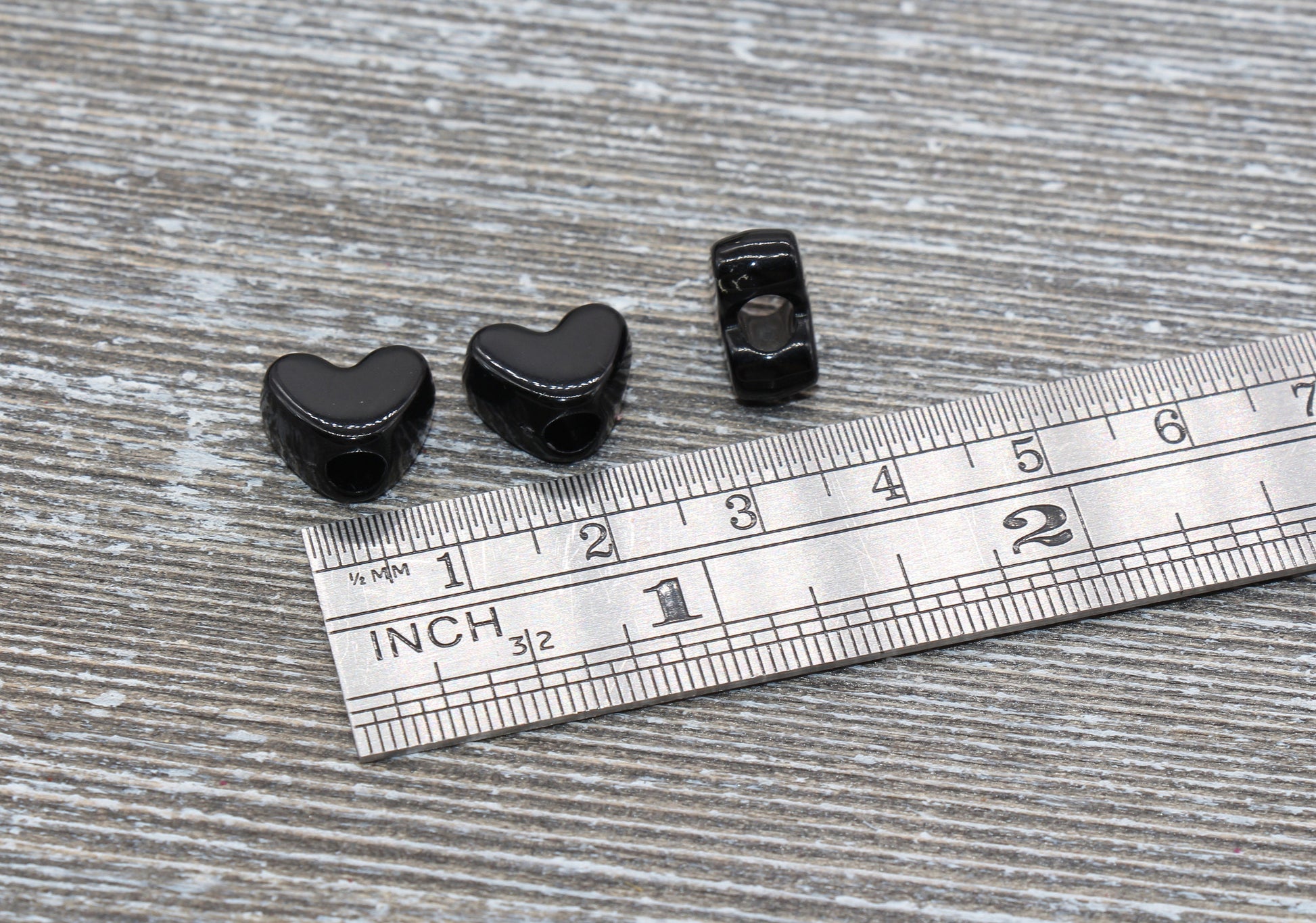 Black Heart Beads, Acrylic Heart Beads, Large Hole Beads, Heart Shape Acrylic Beads, Chunky Beads for Bracelet Necklace Beads #763