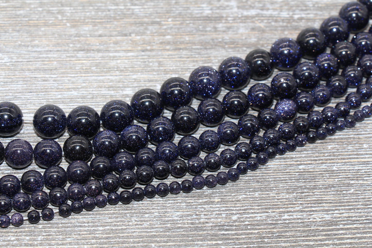 Blue Sandstone Beads, Blue Goldstone Beads, Smooth Gemstones Round Beads, Sizes 4mm 6mm 8mm 10mm,12mm, Full Strand 15.5" #46