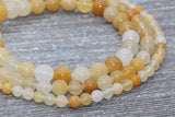 Yellow Jade Beads, Jade Gemstome, Yellow Stone Beads, Smooth Gemstone Round Loose Beads, Jewelry Making, Size 6mm 8mm 10mm, 15.5" Strand #50