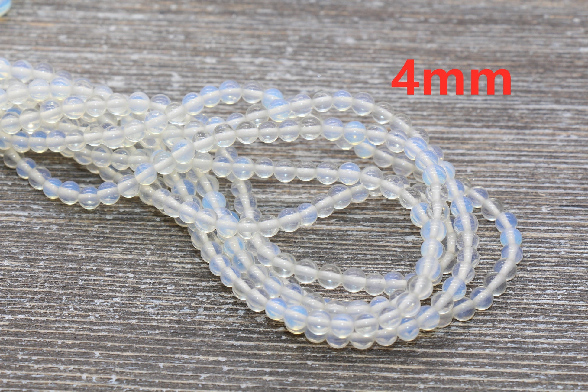 Opalite Beads, Clear Beads, Opal Gemstone Round Loose Beads, Transparent Round Beads, Sizes 4mm 6mm 8mm 10mm, Full Strand 15.5" #52