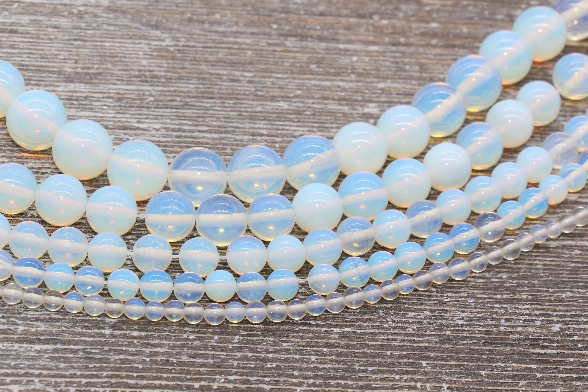 Opalite Beads, Clear Beads, Opal Gemstone Round Loose Beads, Transparent Round Beads, Sizes 4mm 6mm 8mm 10mm, Full Strand 15.5" #52