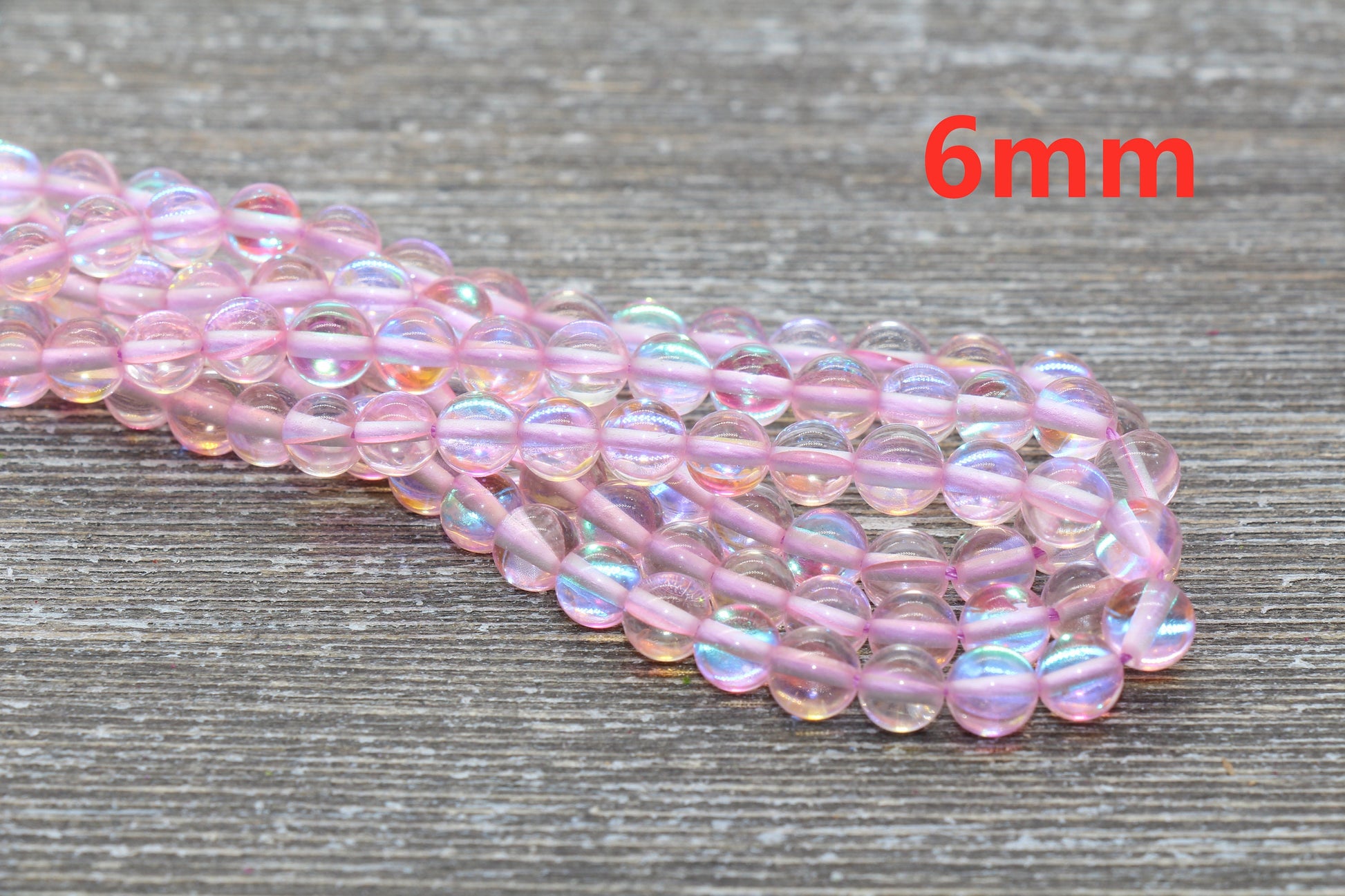 pink mystic aura quartz beads, glass beads for jewelry making image 3