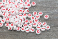 7mm White Red Acrylic Letter Beads