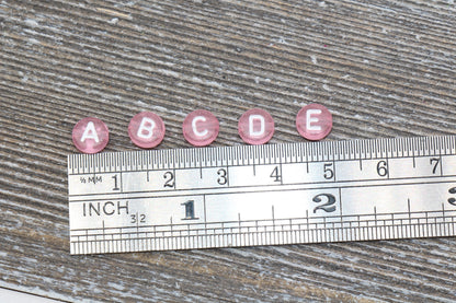 Pink Alphabet Letter Beads, Translucent Acrylic Pink Letters Beads, Round Acrylic Beads, Mixed Letters Beads, Name Beads 7mm #357