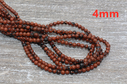 Mahogany ObsidianBeads, Natural Gemstone Round Beads, Sizes 4mm 6mm 8mm 10mm, Full Strand 15.5 inch, #123