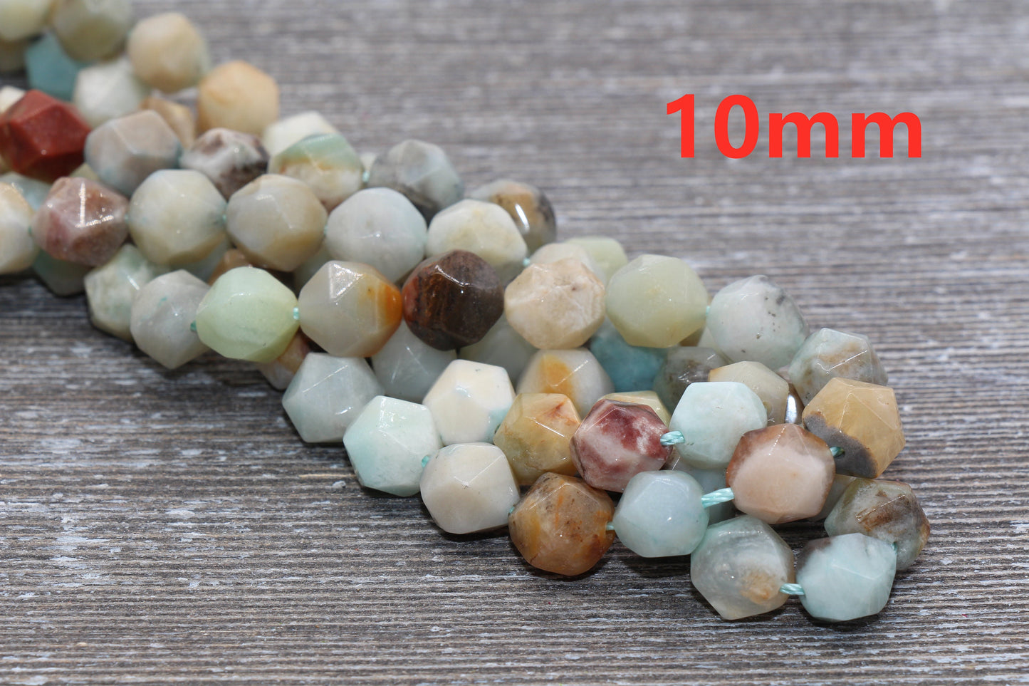 Amazonite Beads, Star Cut Beads, Faceted Gemstones Loose Beads, Diamond Cut Beads, Sizes 6mm 8mm 10mm, Full Strand 15.5 inch, #124