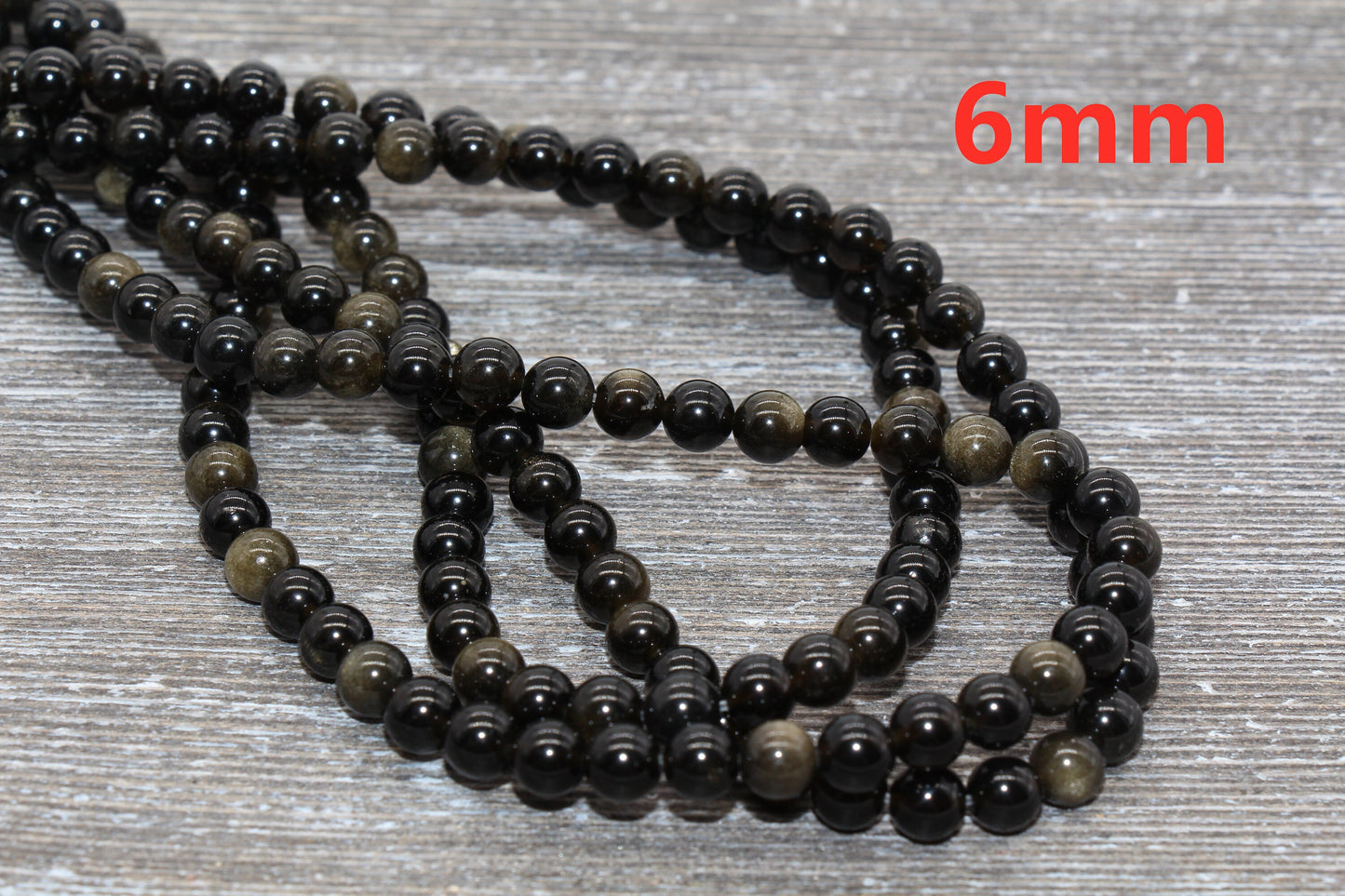 Golden Obsidian Beads, Black Beads Gemstone Smooth Round Loose Beads, Sizes 4mm 6mm 8mm 10mm 12mm, Full Strand 15.5 inch, #21