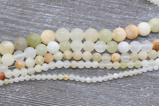 Jade Beads, Natural Gemstone Round Beads, Sizes 4mm 6mm 8mm 10mm 12mm, Full Strand 15.5" #104
