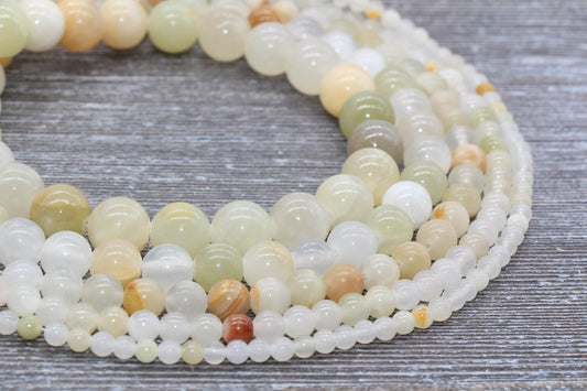Jade Beads, Natural Gemstone Round Beads, Sizes 4mm 6mm 8mm 10mm 12mm, Full Strand 15.5" #104