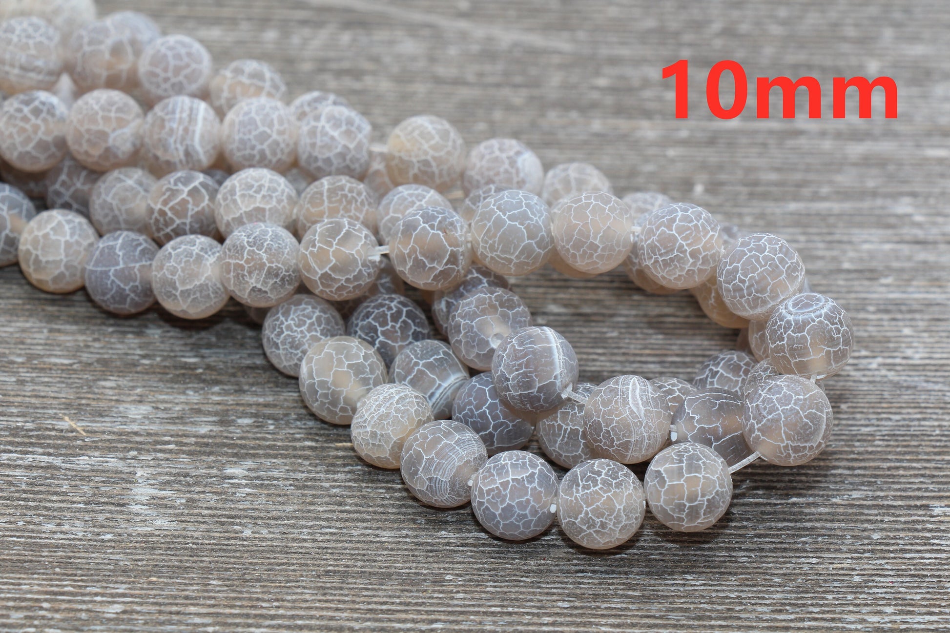 Gray Effloresce Agate Beads, Crackled Agate Bead, Frosted Round Matte Gemstone Loose Beads, 4mm 6mm 8mm 10mm 12mm, Full Strand, #129