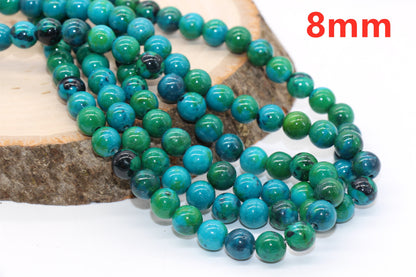 Chrysocolla Beads, Gemstone Smooth Round Beads, Size 4mm 6mm 8mm 10mm 12mm, Full Strand 15.5 inch, #138