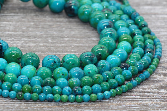 Chrysocolla Beads, Gemstone Smooth Round Beads, Size 4mm 6mm 8mm 10mm 12mm, Full Strand 15.5 inch, #138