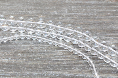 Clear Quartz Beads, Smooth Gemstone Round Loose Beads, Sizes 4mm 6mm 8mm 10mm, Full Strand #155