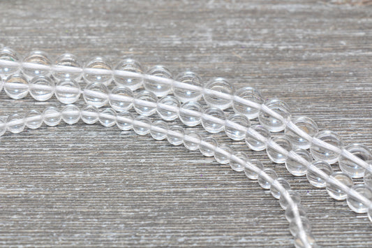 Clear Quartz Beads, Smooth Gemstone Round Loose Beads, Sizes 4mm 6mm 8mm 10mm, Full Strand #155