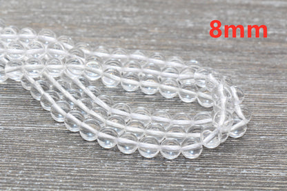 Clear Quartz Beads, Smooth Gemstone Round Loose Beads, Sizes 4mm 6mm 8mm 10mm, Full Strand #155