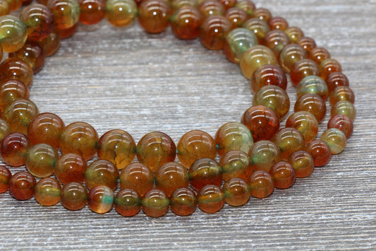 Peacock Agate Beads, Smooth Gemstone Round Loose Beads, Size 8mm 10mm 12mm, Full Strand #157