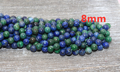 Azurite Malachite Chrysocolla Beads, Lapis Lazuli Beads, Gemstones Round Beads, Sizes 4mm 6mm 8mm 10mm,12mm, Full Strand 15.5 inch, #63