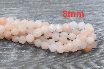 Pink Aventurine Beads, Peach Aventurine Beads, Gemstone Faceted Beads, Star Cut Beads, Size 6mm 8mm 10mm, Full Strand 15" #1