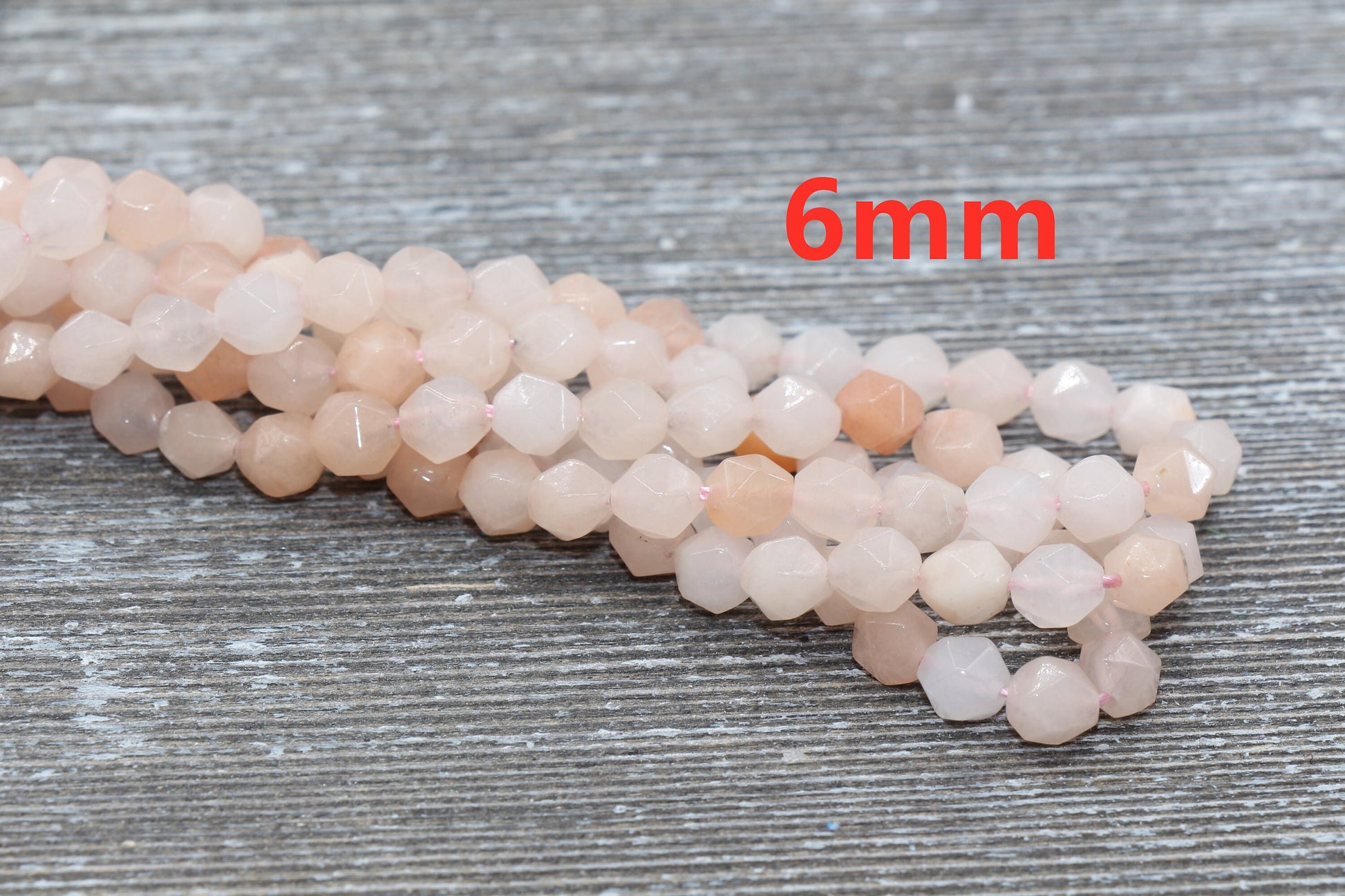 Pink Aventurine Beads, Peach Aventurine Beads, Gemstone Faceted Beads, Star Cut Beads, Size 6mm 8mm 10mm, Full Strand 15" #1