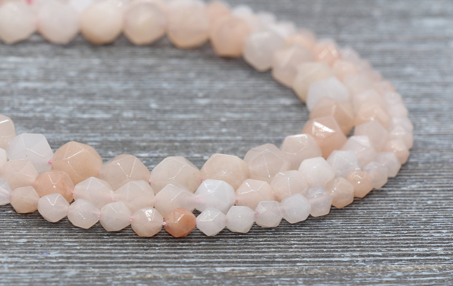 Pink Aventurine Beads, Peach Aventurine Beads, Gemstone Faceted Beads, Star Cut Beads, Size 6mm 8mm 10mm, Full Strand 15" #1