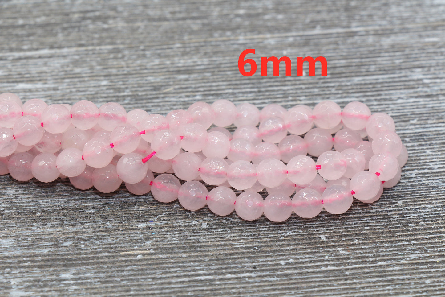 Natural Rose Quartz Beads, Faceted Gemstone Round Beads, Sizes 6mm 8mm 10mm , Full Strand 15.5 inch, #2